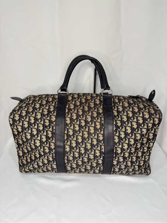 Dior Handbags - Dior Beige and Navy Trotter Monogram Duffel Bag 45